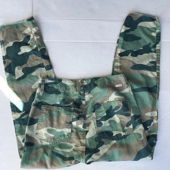 Mother Blue Green Camo The Shaker Chop Crop Pants Size 23 Raw-Edge Hem M… - Picture 6 of 10